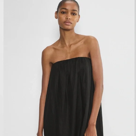 black strapless prom dresses Strapless Long Prom Dress with High Slit